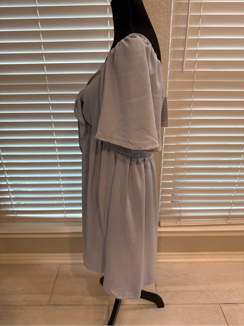SL Fashions Light Blue Tie-Front Midi Dress - Picture 2 of 5